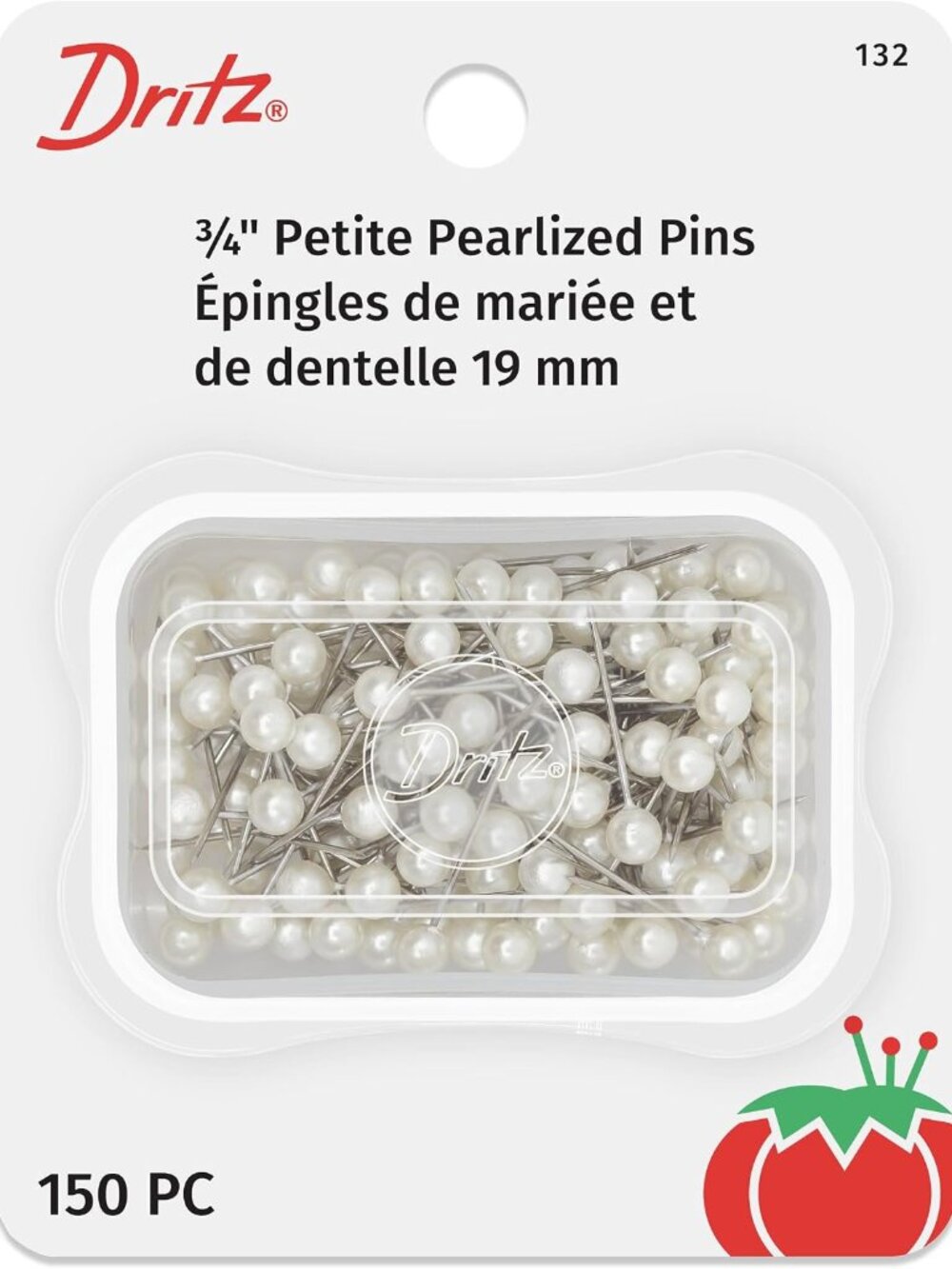 132 Pearlized Pins, Petite, White, 3/4-Inch 150-Count